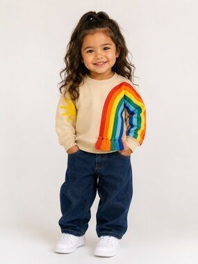 Rainbow with tassels and sun pull over